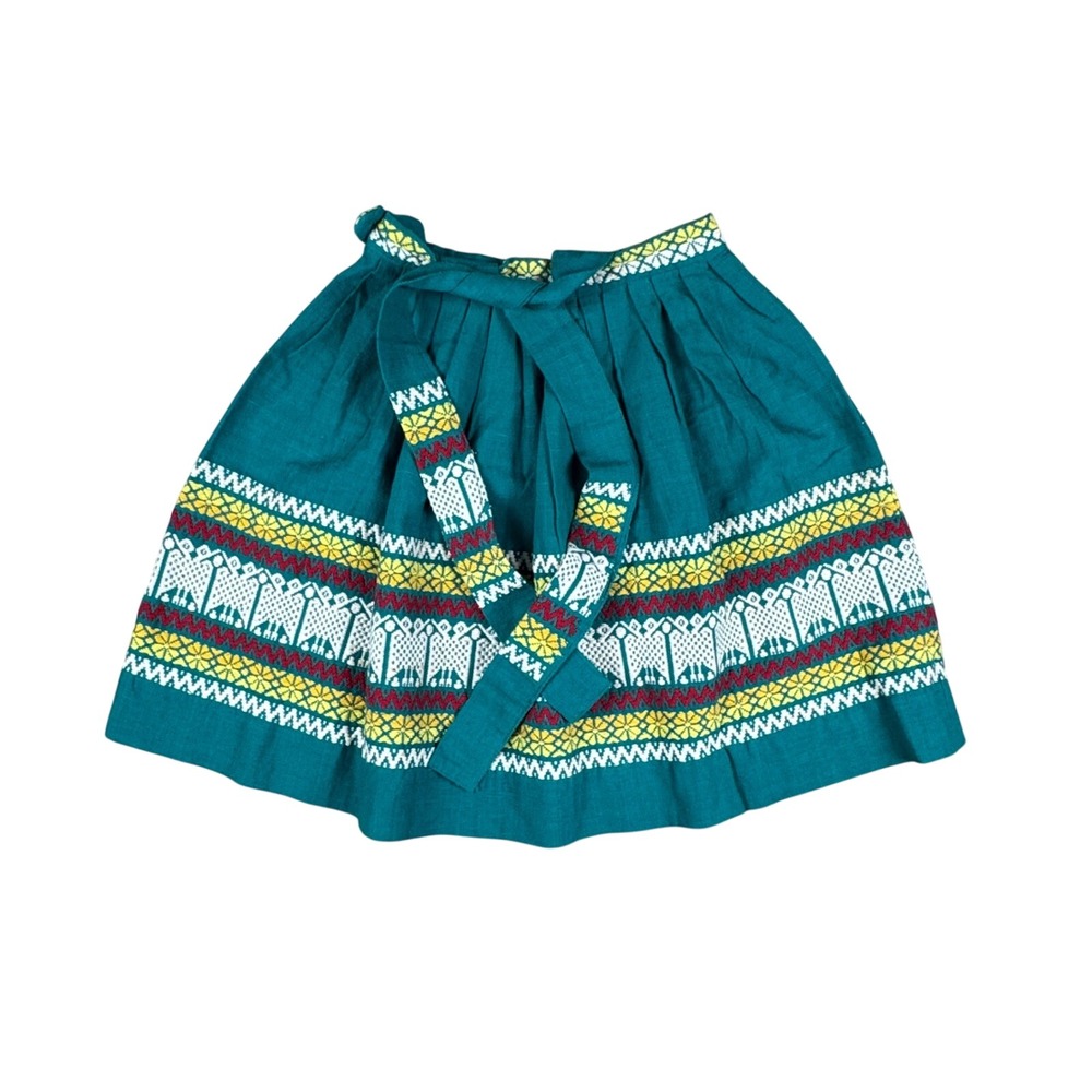 Vtg LaRegional Handwoven Skirt Womens Size 24 Folk Art Teal Multicolor Guatemala - Picture 2 of 10
